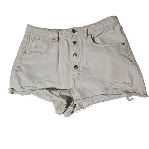 Wild Fable Jean Shorts Womens Size 10 Button Fly High Rise White Denim Cutoffs